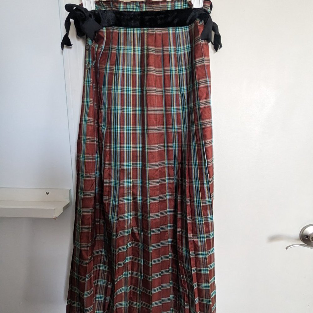 100% Silk Scottish Plaid Maxi Skirt By Cullinane Size 4